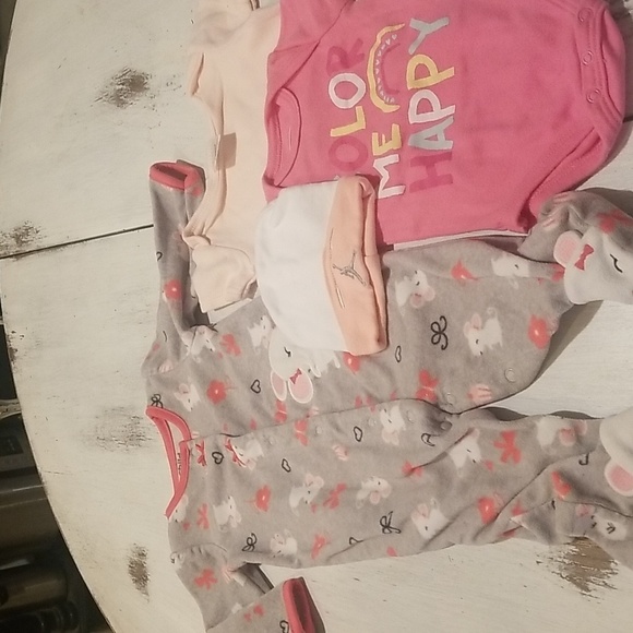 Child of Mine Baby Girl Sleeper Other brand Onesies 3-6M *Bundle * - Picture 1 of 5